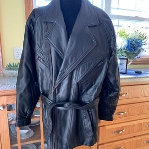 Wilson black leather motorcycle jacket